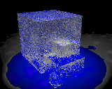 A translucent blocky object.  